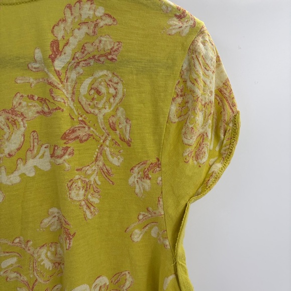 Anthropologie pilcro Yellow Floral springtime Short Sleeve Tee size large - Picture 10 of 15